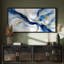 Toile imprimée encadrée extra large bleu marine, motif abstrait contemporain fluide-134385434-134385435