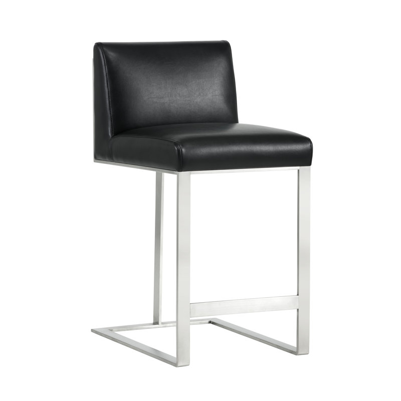 Dean Bar & Counter Stool, Stainless Steel, Black, Counter Stool (26" Seat Height)