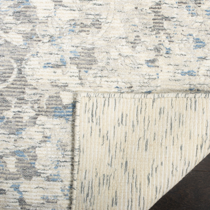 Tapis oriental gris en viscose / coton tissé à la main Brianne, Rectangle 6 pi x 9 pi