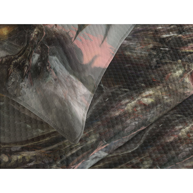 Ambesonne Gothic Bedspread Dragon, King Bedspread + 2 Standard Shams
