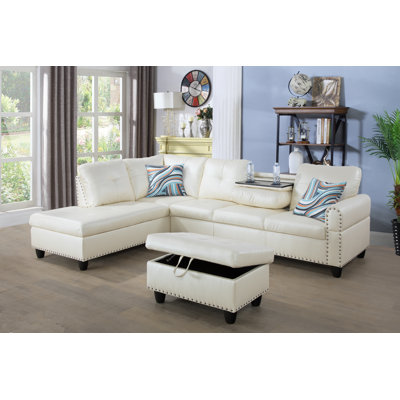 Canapé modulaire en similicuir 3 pièces avec repose-pieds Adebisi