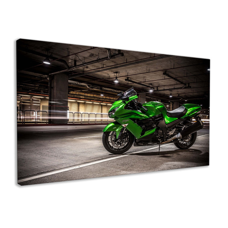 Green Motorbike - Wrapped Canvas Print, 61cm H x 110cm W