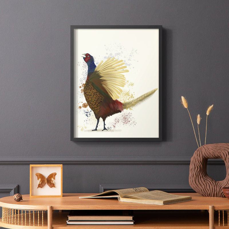 Pheasant Splash 8, reproduction encadrée - bois massif, H 20 po x l 16 po, Noir