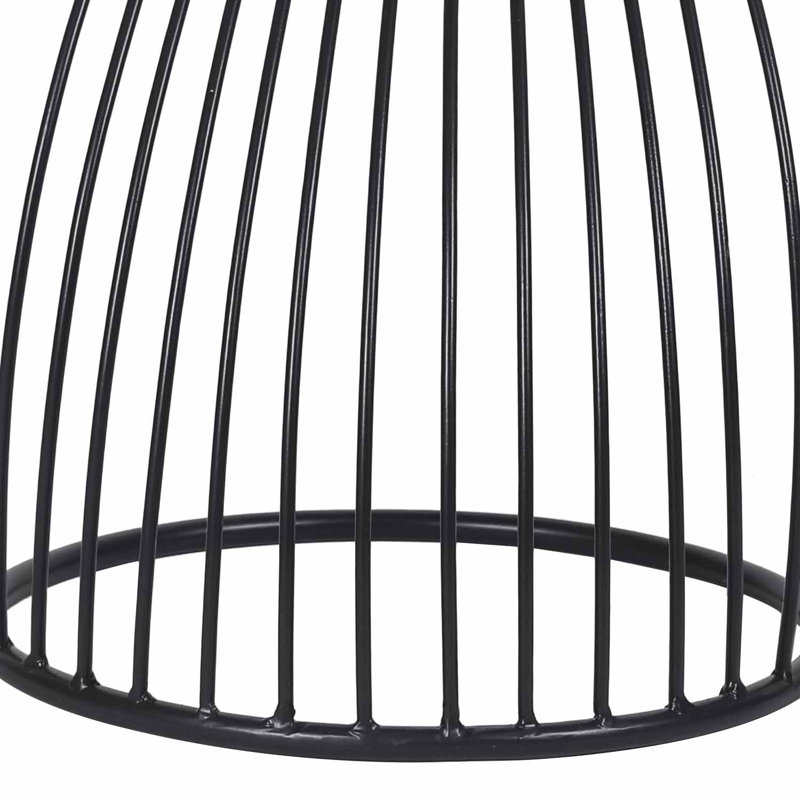 Modern Sculptural Metal Side Table with Stainless Steel Top, Black