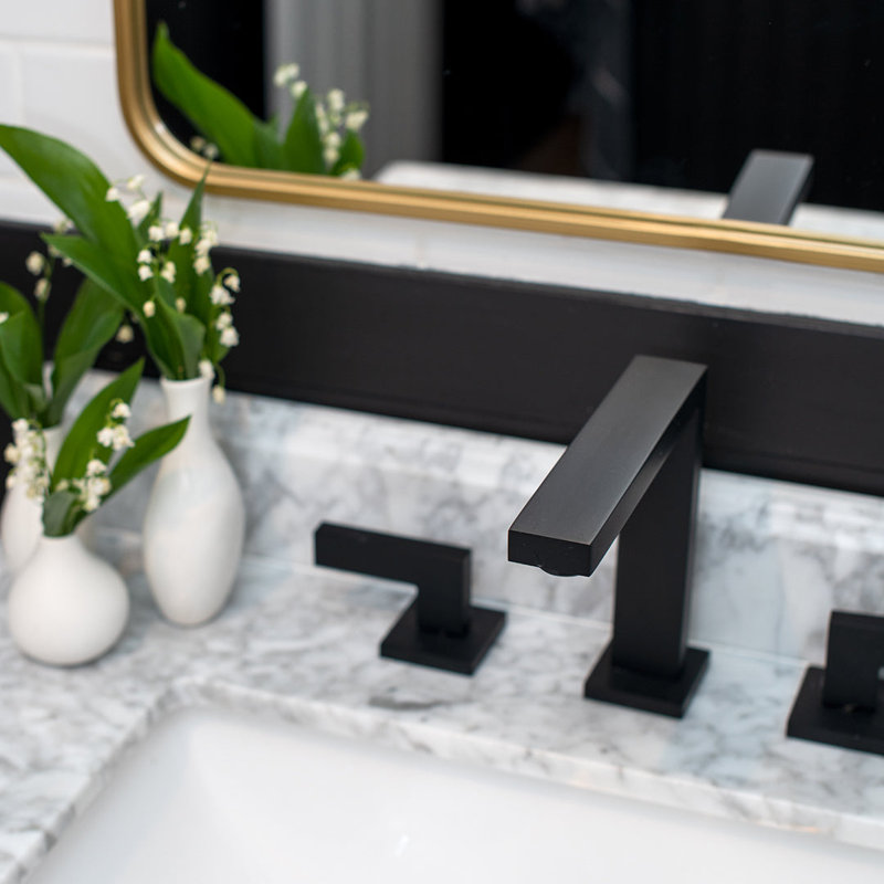 Trova Widespread Bathroom Faucet with Drain Assembly, Black