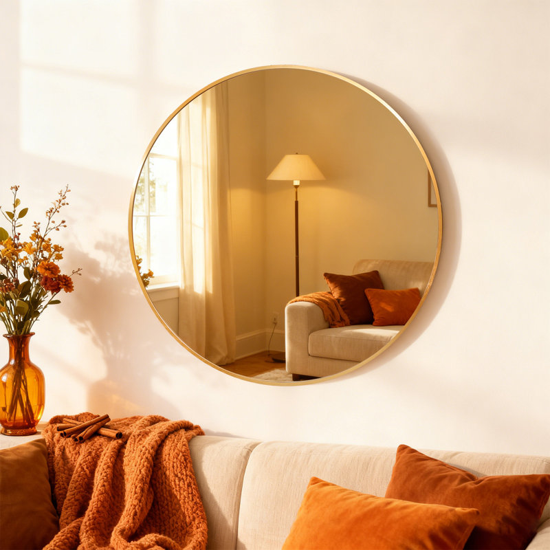 Miroir rond Garber, Or, 30 po x 30 po