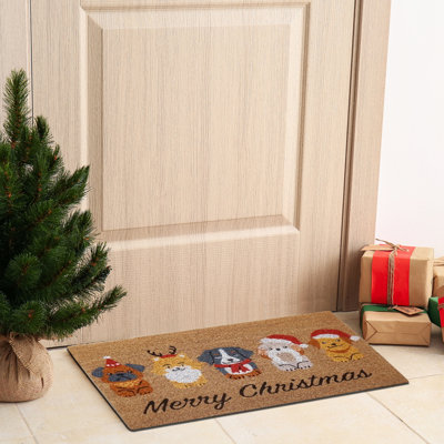 Tapis de porte en fibre de coco (Joyeux Noël - Animaux de compagnie)