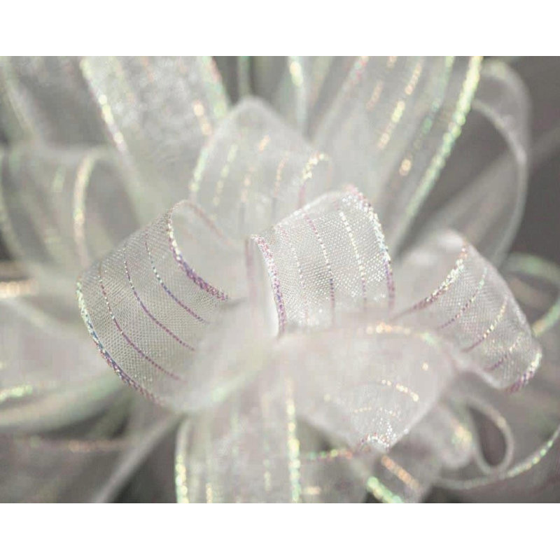 Ruban en mousseline de soie perlé blanc 5/8 po X50Yds
