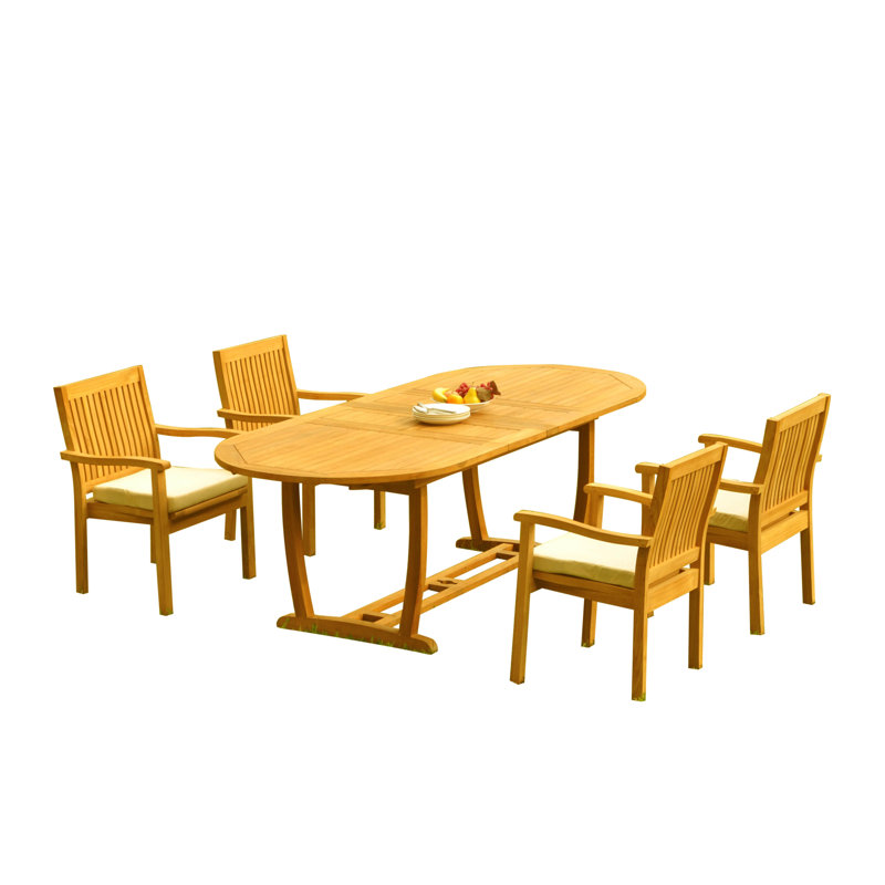 Kenyon Outdoor 11 - Piece Teak Dining Set, 30.5" H x 71" L x 40" W, 4