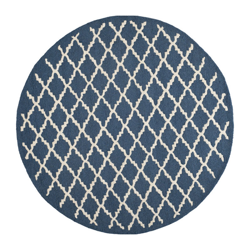 Cannen Hand Tufted Wool Geometric Rug, Round 4'