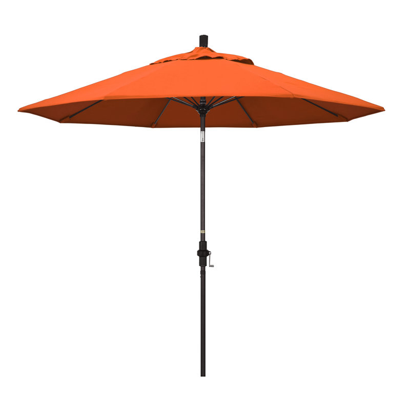 Parasol de marché Sunbrella® 9 pi Roverta, Toile Sunbrella® Melon, Brun