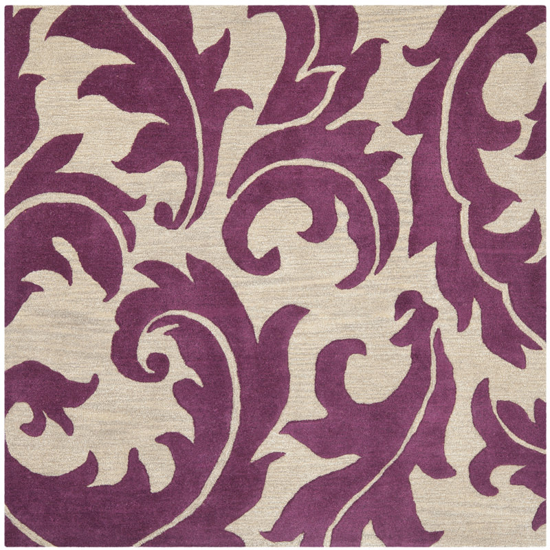 Soho Hand Tufted Wool And Viscose Floral Rug, Square 6'