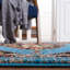 Tapis rétro vintage bleu / noir Hamadan 265-296062268