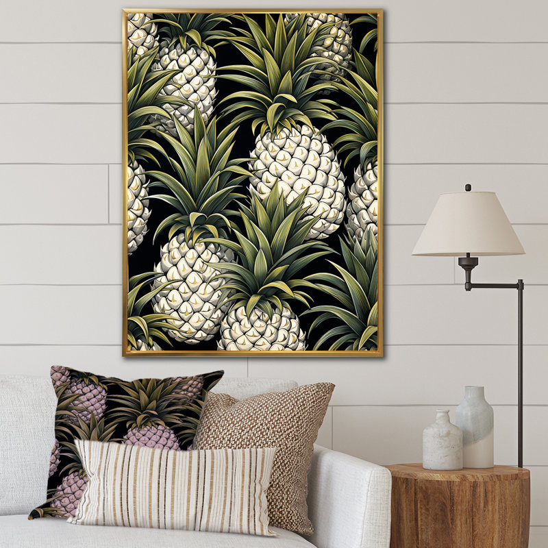 «Sweet Pinapple», reproduction sur toile, Cadre flottant doré, H 40 po x l 30 po x P 1,5 po