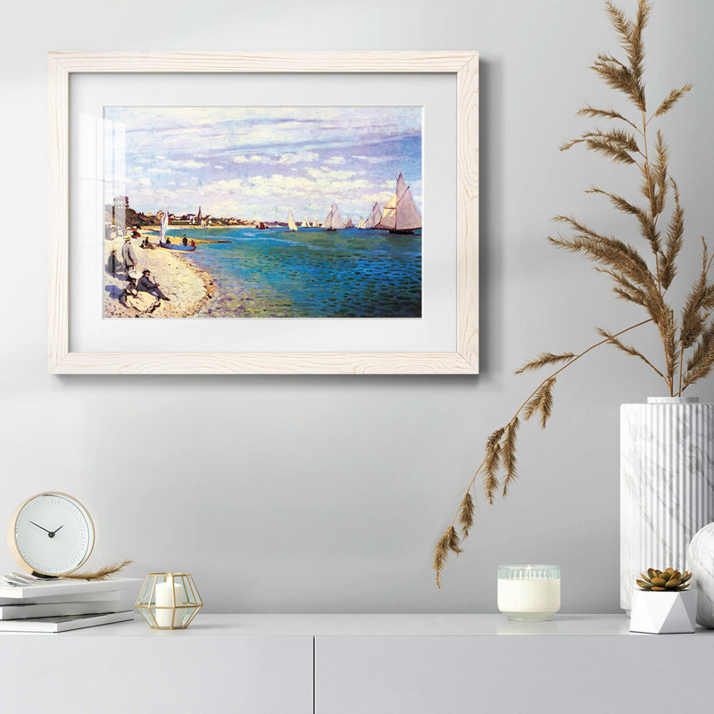 La plage à Sainte Adresse par Monet, H 18 po x l 26 po, Blanc