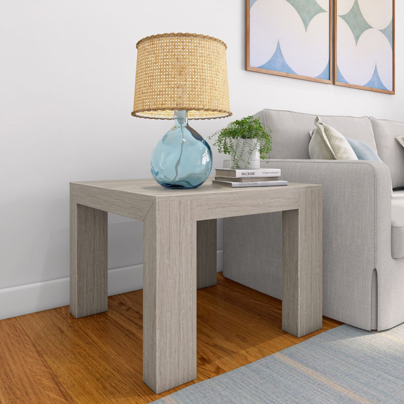 Table de bout en bois massif Daydrian, Coquillage brossé