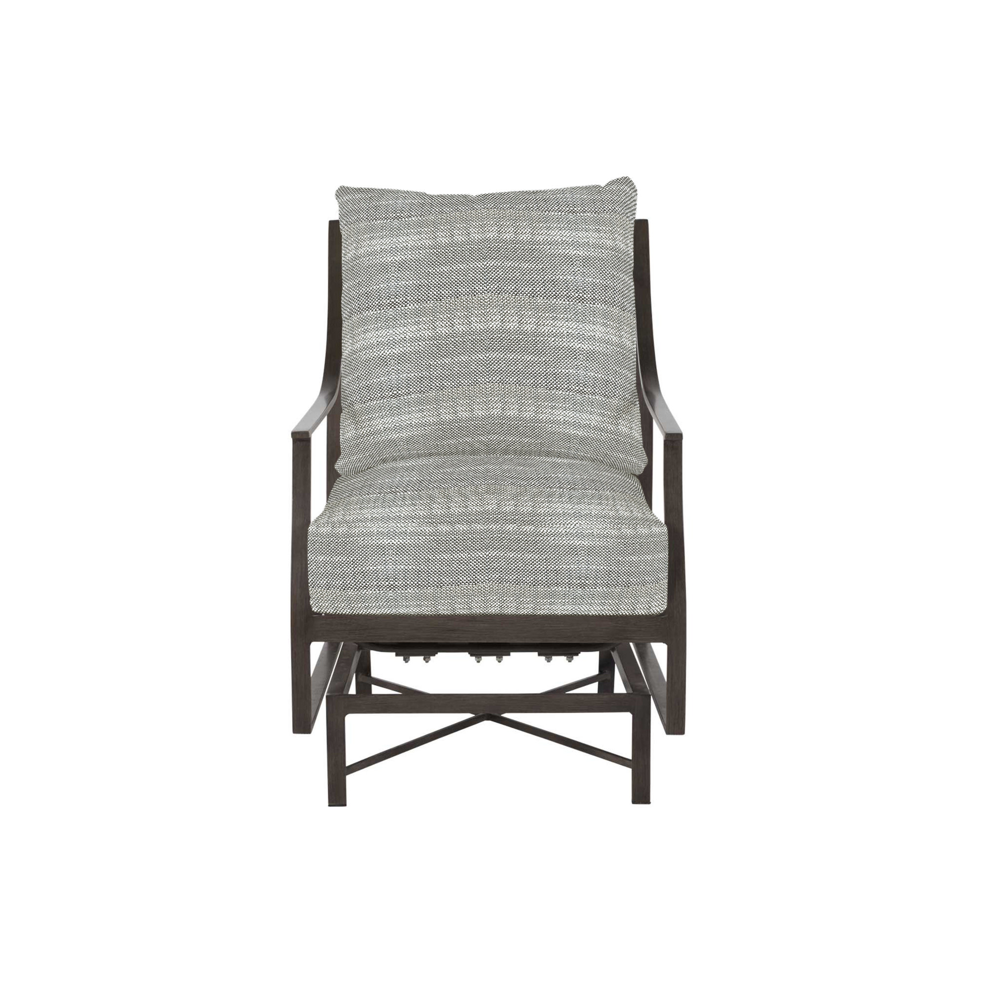 Monaco Wrought Aluminum Outdoor Spring Lounge Chair, Rollo Silver InsideOut® Linen, Welt, Slate Gray