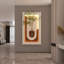 Décoration murale réglable en grès à 3 couleurs avec plantes vertes simulées - sculpture d'art 3D, vase en verre et statue de lapin, bandes lumineuses télécommandées pour le salon, la chambre à coucher, le couloir