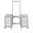 Vanity W/ Stool Set Acrylic Handles Felt Lined Top Drawers Ball Bearing Glides Power Outlet Led On Mirror Gray Finish Bedroom Furniture