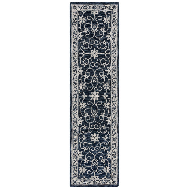 Abrie Hand Tufted Wool Floral Rug, Runner 2'3" x 9'