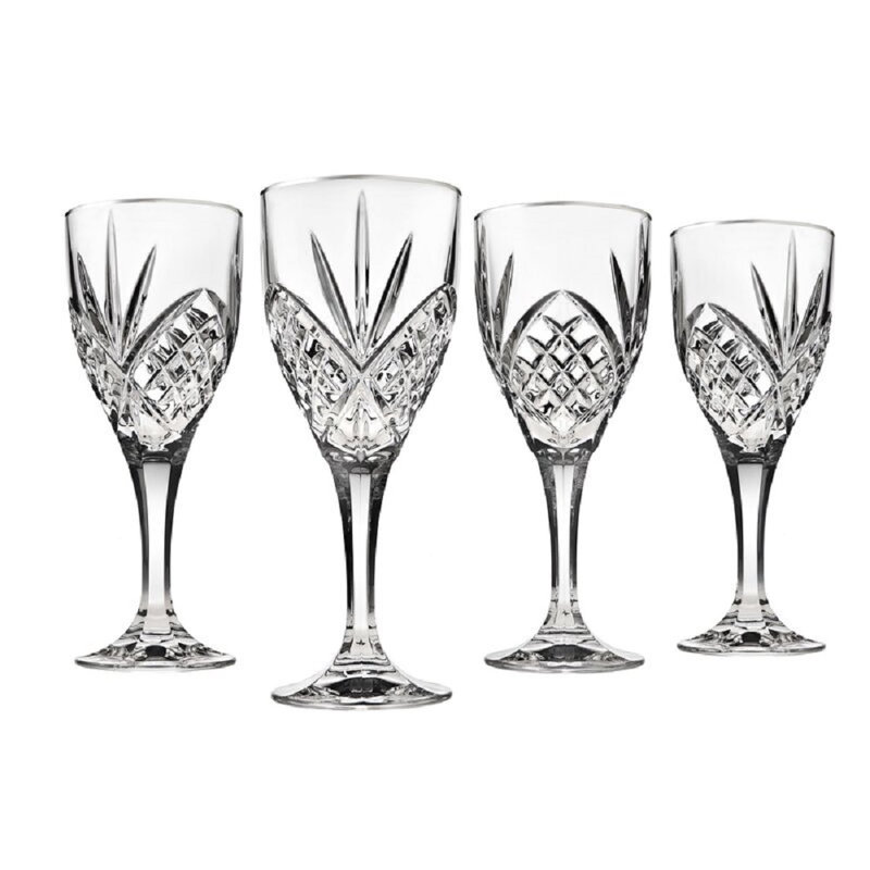 Clear Crystal Cut Classic Wine Glass Set of Four