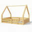 Lit en bois avec structure de toit et barrières de sécurité-680009279-680009276