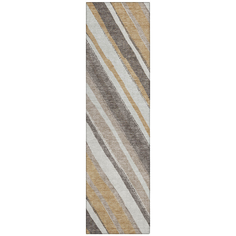 Machine Washable Indoor/Outdoor Jenning ACN2282 Stripes Rug, Runner 2'3" x 7'6"