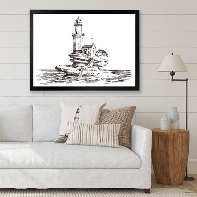 Phare et mer monochromes - Impression sur toile