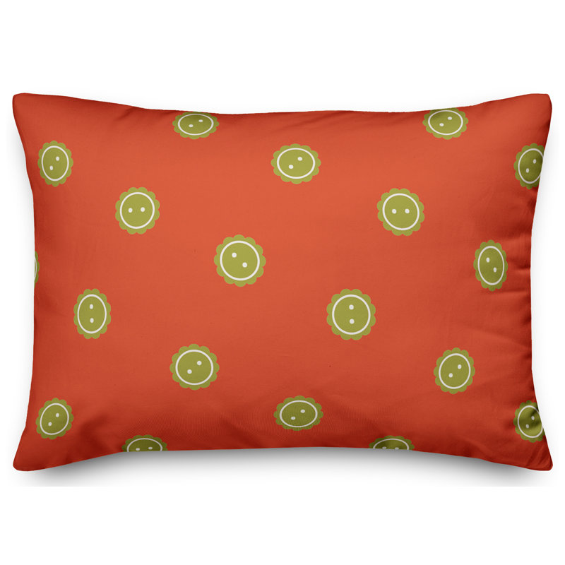 Button Button Lumbar Pillow, Orange/Green