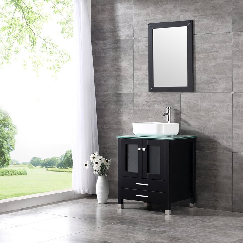 Meuble-lavabo simple l 24,8 po x P 21,7 po x H 29,5 po, Noir