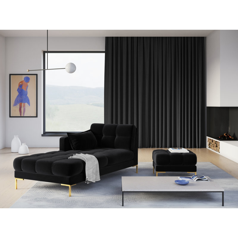 Adoraim Upholstered Chaise Lounge, Gold, Black, Left-Arm Chaise