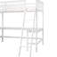 Lit mezzanine simple en forme de L, finition blanche, avec et 2 bureaux encastrés, bureaux, bois-701858772