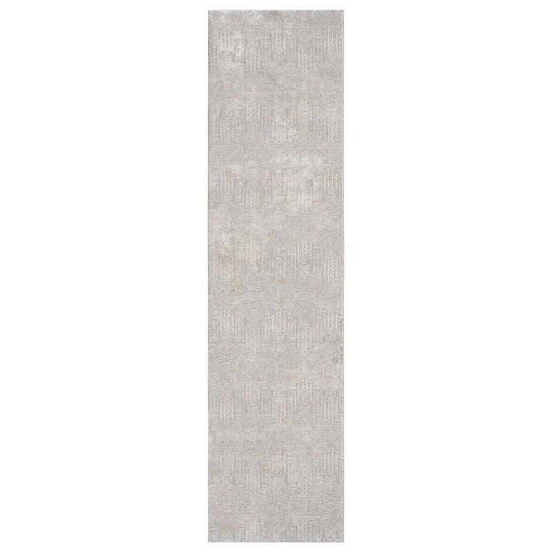Tapis floral en polyester tissé à la machine Caetlin, Tapis de couloir 2 pi 7 po x 13 pi