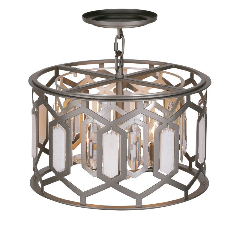 Minka Lavery Hexly - 3 Light Semi Flush And Pendant In Bronze & Sultry Silver Finish