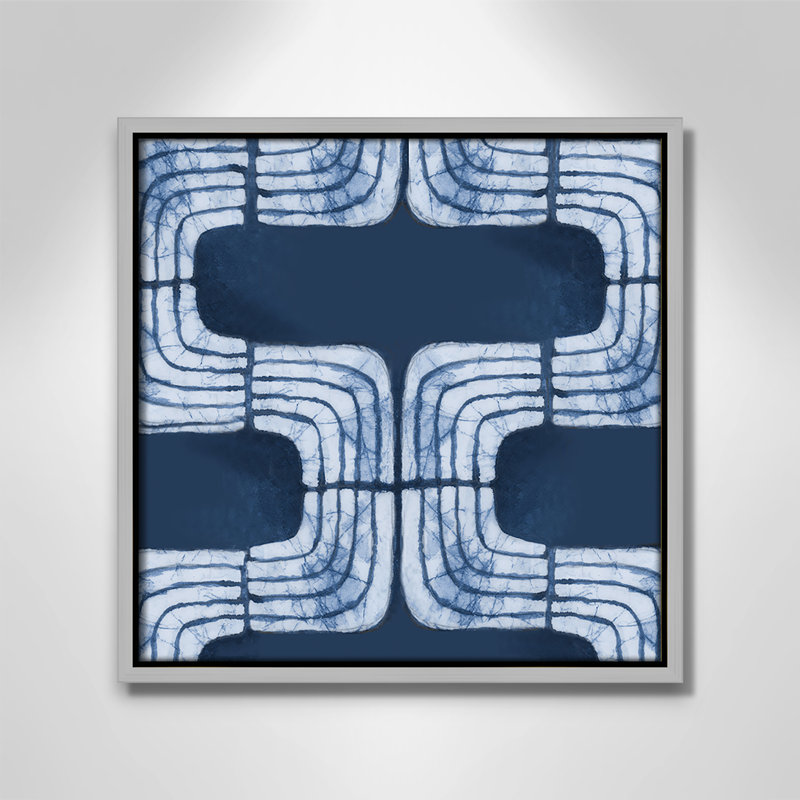 «Blue Batik I Print» par Emma Peal, Argent, H 13,5 po x l 13,5 po