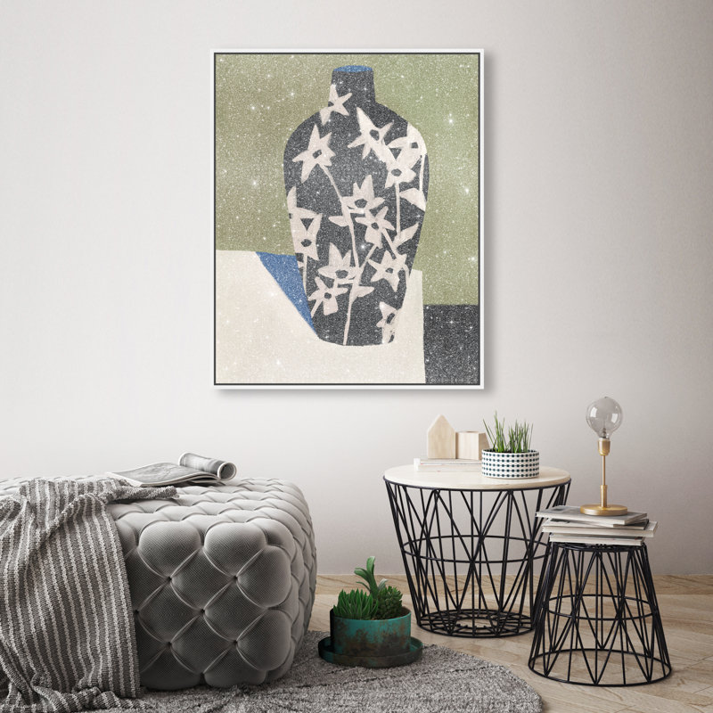 Noir Vase Canvas Abstract Print by Oliver Gal, Black Frame, 16 x 20, 46"H x 37"W, White Floater Frame