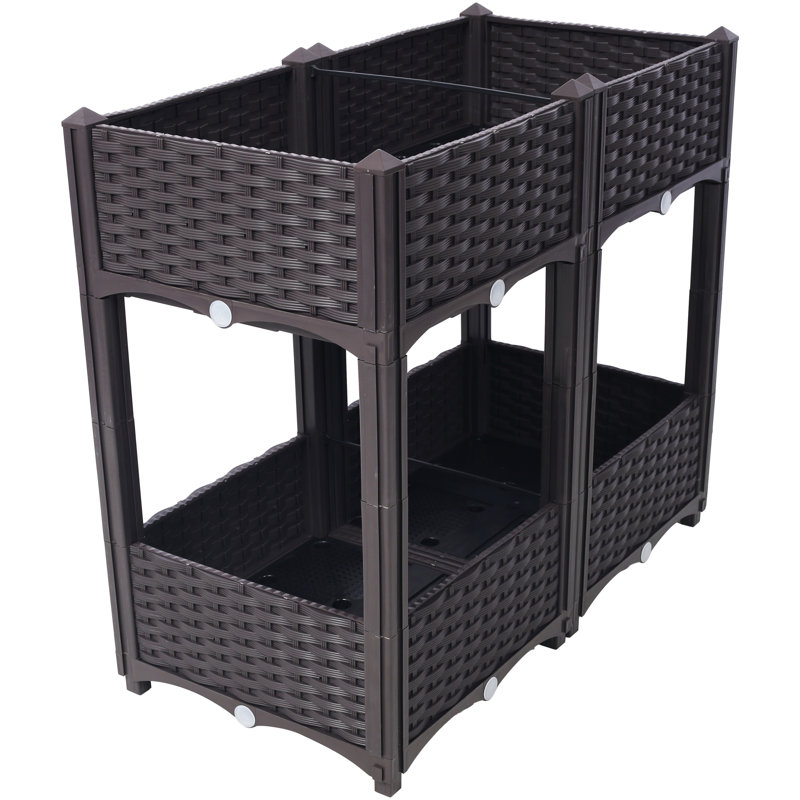 Planter Raised Beds - Elevated Planter Garden Box With Drainage Plug Raised Garden Beds For Vegetable/Flower/Herb Outdoor Standing Planter Beds Gardening Kit,Brown,31.5"X15.7"X27.7"