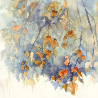 Automne fond de bouleau aquarelle par - peinture sur toile tendue