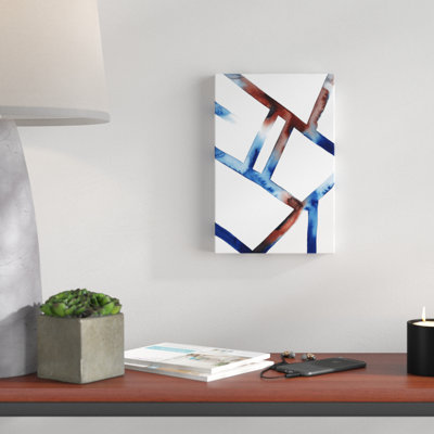 «Blue & Red Chutes I», peinture sur toile