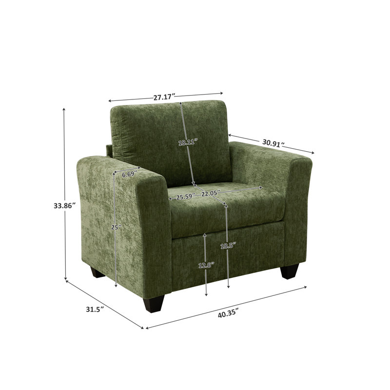 40.35'' Upholstered Accent Chair (Set Of 2), Green