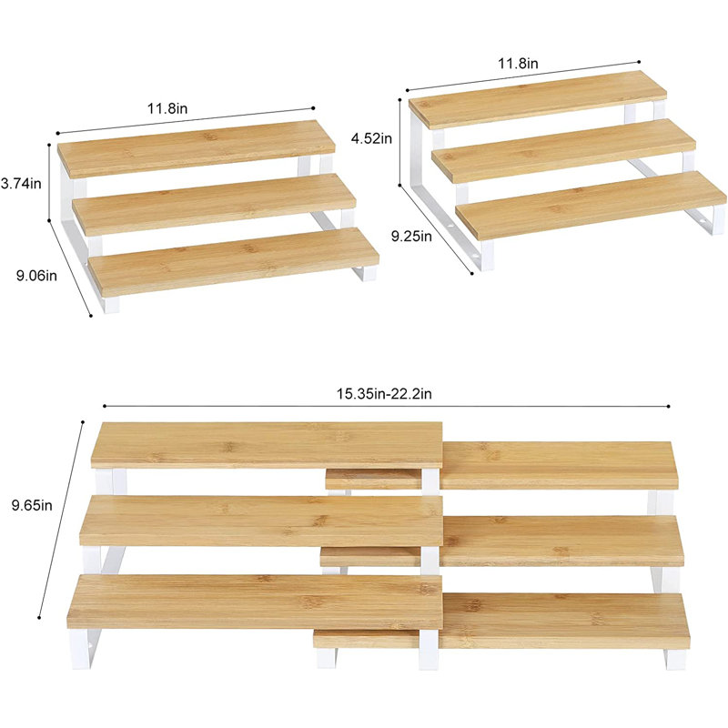 Freestanding Wood Spice Rack with Adjustable Racks