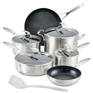Batterie de cuisine à induction en acier inoxydable circulon avec technologie hybride en acier inoxydable et antiadhésif Circulon, 11 pièces
