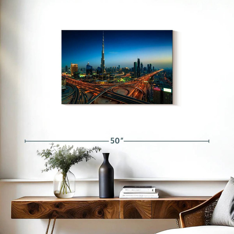 Sirci, autoroute de Dubaï la nuit, H 20 po x l 30 po