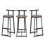 Ensemble de 3 tabourets de bar à hauteur de comptoir avec dossier et chaises sans accoudoirs pour îlot de cuisine (brun et noyer)-1107377960