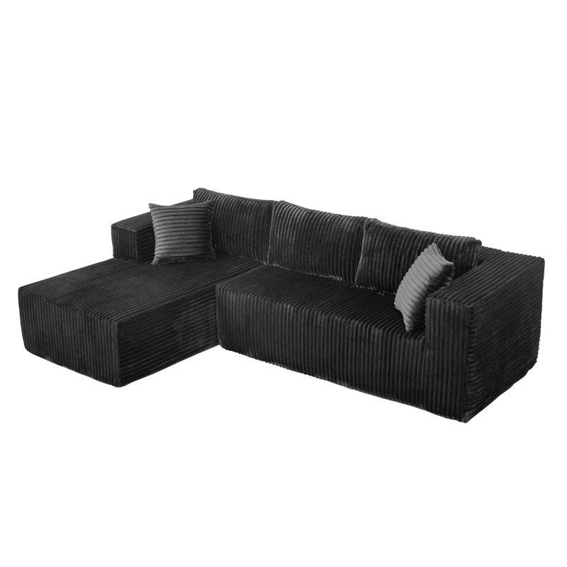 Canapé modulaire en L 105 po, Orienté à gauche (vu de face), Noir