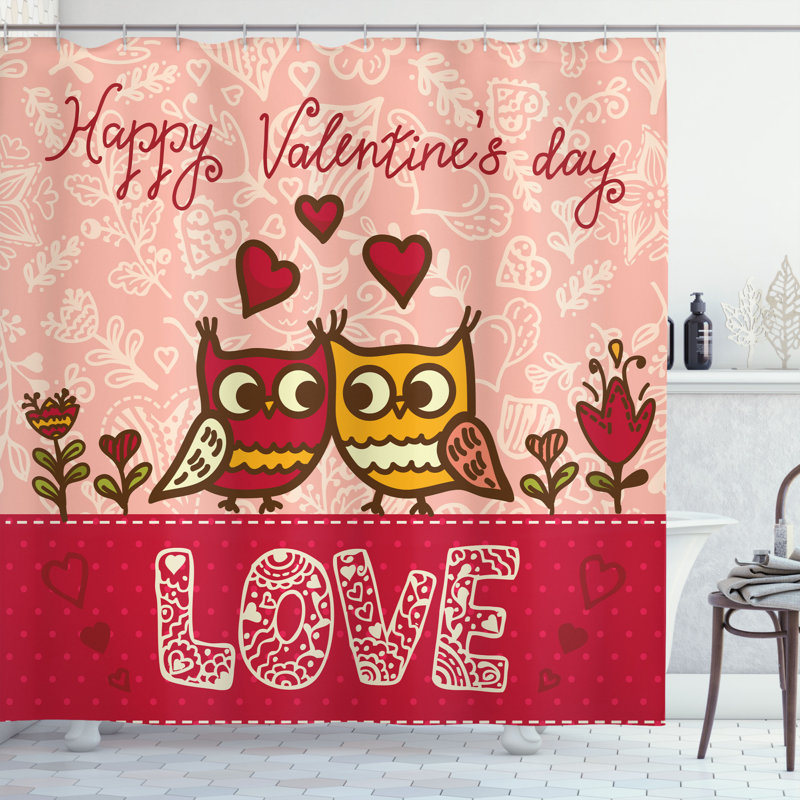 Rideau de douche à simple st valentin day owls, H 75 po x l 69 po