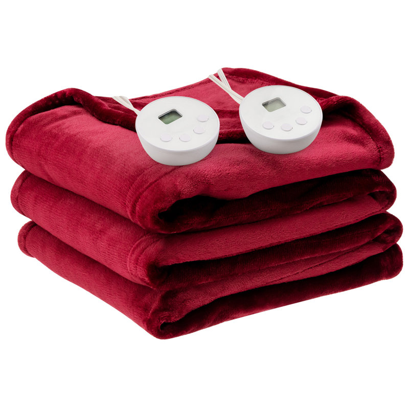 Couverture chauffante en fausse fourrure , Rouge