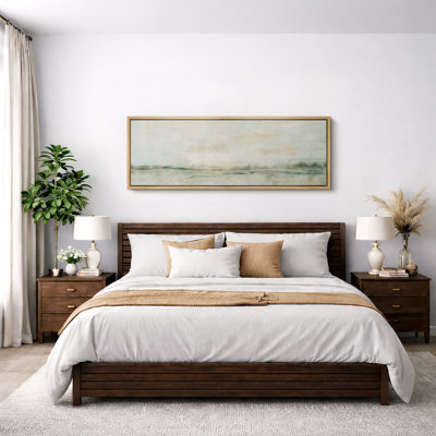 Minimalist Coastal Horizon Abstract Seascape Neutral Tone Wall Decor for Living Room Bedroom Office Extra Large Pictures Framed Canvas Print Wall Art
