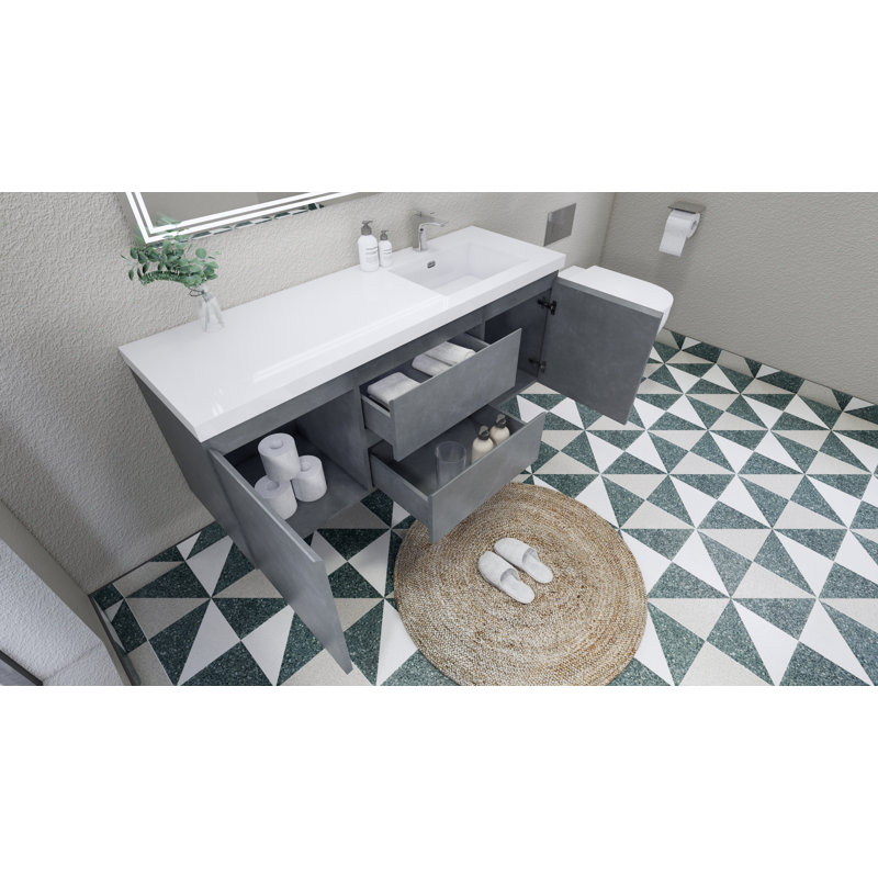 Ensemble de meuble-lavabo simple 60 po, Gris ciment