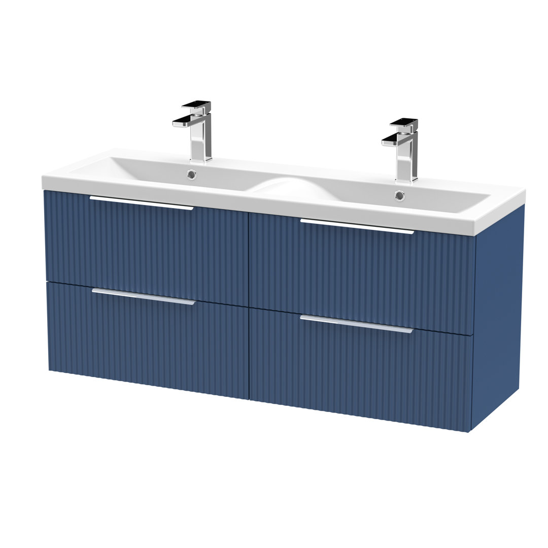 Fluted 1205mm Wall Hung Double Vanity Unit